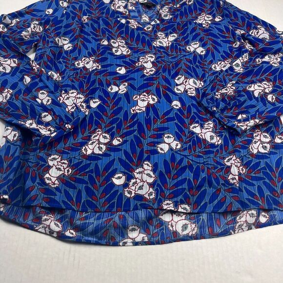 Ann Taylor V-Neck Blouse Floral Print Long Sleeve Top Preppy Work Shirt MEDIUM - Picture 2 of 10